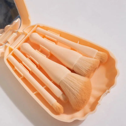 5-Piece Makeup Brush Set with Compact Mirror